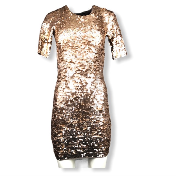Bronze BCBGMAXAZRIA "Marta" Sequin Mini Dress XS - Picture 2 of 8